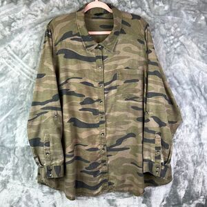 Torrid 4 Relaxed Rayon Twill Camo Button-Up 4X Hike Outdoor Camp Cozy Gorpcore